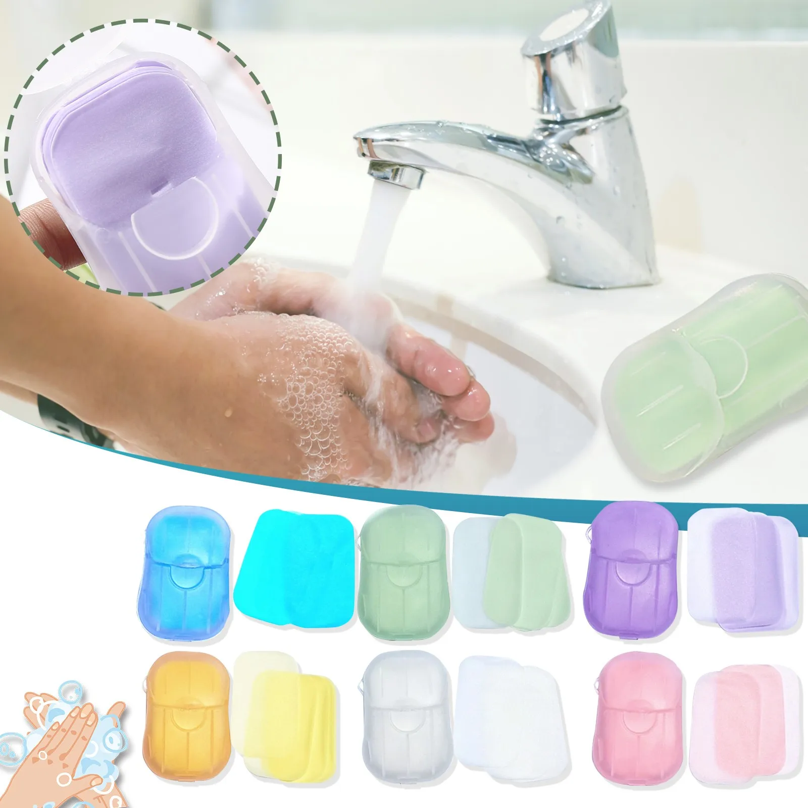 20pc/box Travel Hand-washing Soap Paper Multifunctional Aroma Sliced Cleaning Paper Disposable Boxed Mini Portable Soap Box#p4 
20pc/box Travel Hand-washing Soap Paper Multifunctional Aroma Sliced Cleaning Paper Disposable Boxed Mini Portable Soap Box#p4