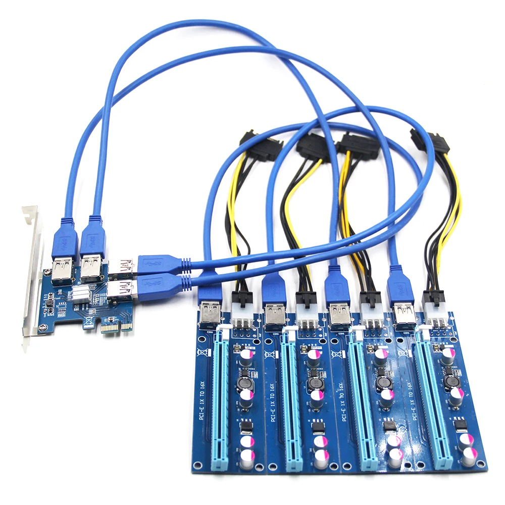 PCI-E to USB Riser Board 1 to 4 Adapter 4-port PCI-E to USB 3.0 Extender Card PCIe Port Multiplier Card Mining Accessory
PCI-E to USB Riser Board 1 to 4 Adapter 4-port PCI-E to USB 3.0 Extender Card PCIe Port Multiplier Card Mining Accessory