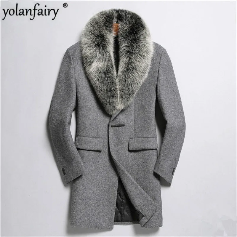 YOLANFAIRY Autumn Winter Jacket Men Top Qulity Wool Coat 100%Real Fox Fur Collar Overcoat Abrigo De Lana Hombre M2988 MF629
YOLANFAIRY Autumn Winter Jacket Men Top Qulity Wool Coat 100%Real Fox Fur Collar Overcoat Abrigo De Lana Hombre M2988 MF629
