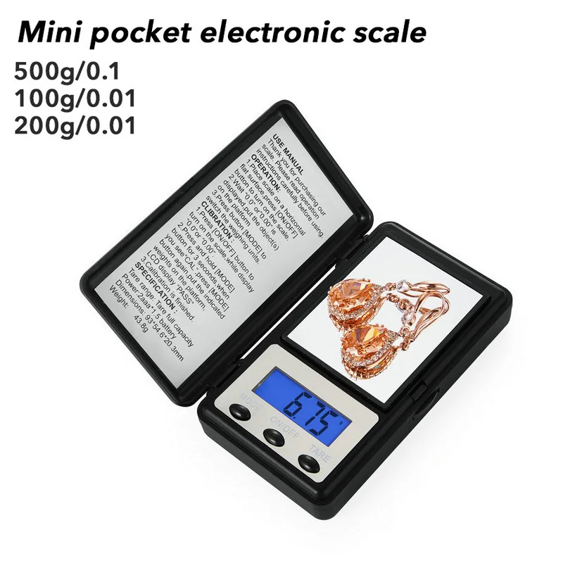Высокоточные мини весы для ювелирных изделий электронные карманные с подсветкой