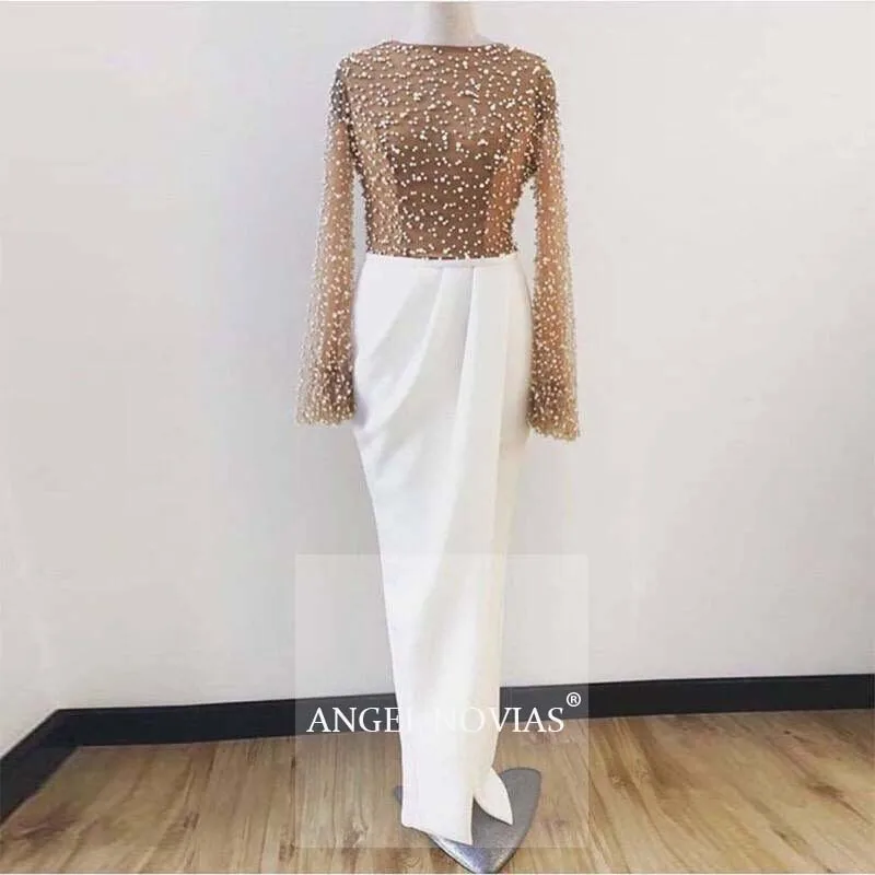 Angel Novias Long Sleeve White Elastic Satin Pearls Beading Arabic Abendkleider Evening Dress 2020 Vestidos De Noche
Angel Novias Long Sleeve White Elastic Satin Pearls Beading Arabic Abendkleider Evening Dress 2020 Vestidos De Noche