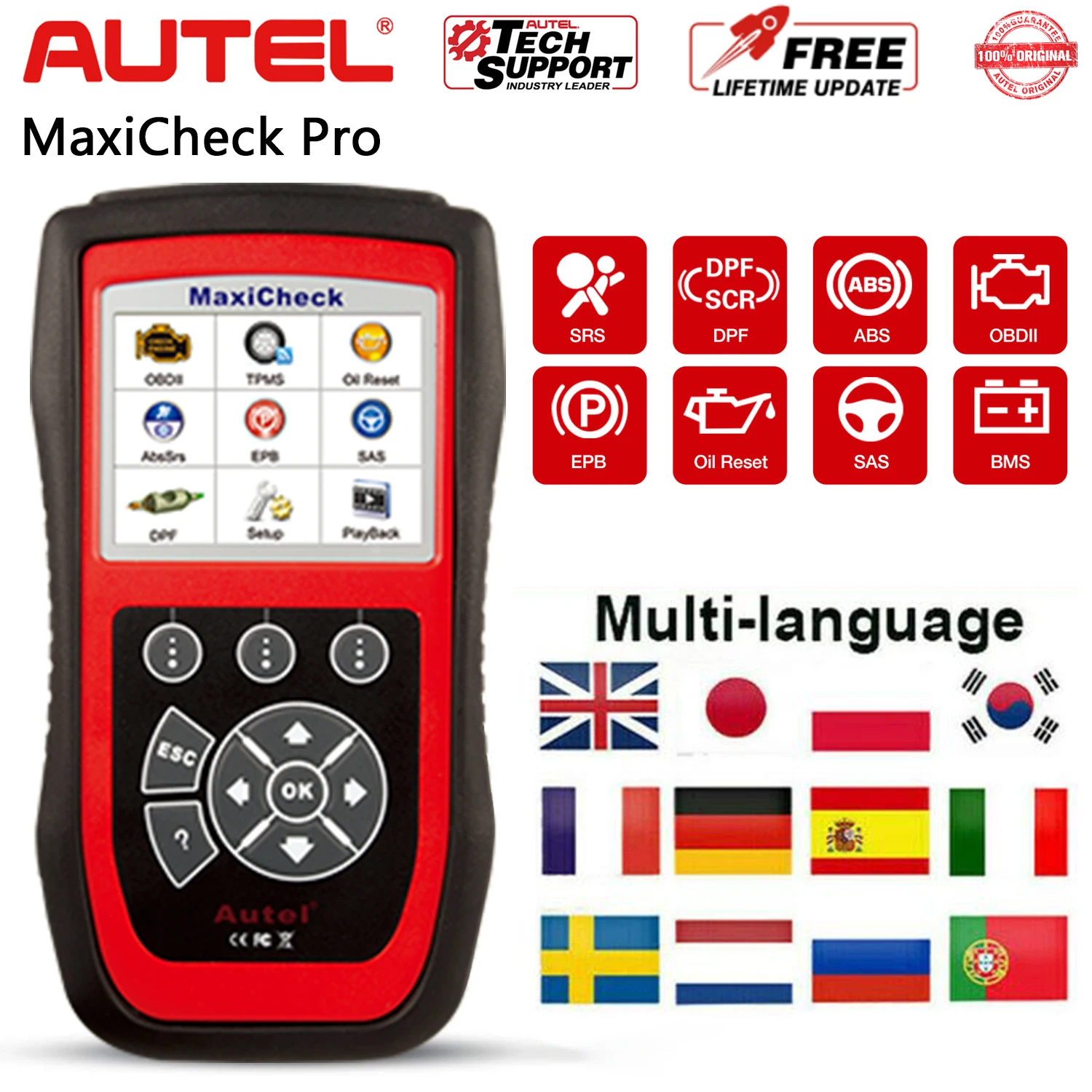Autel MaxiCheck Pro Automotive Diagnostic Scan Tool obd2 Scanner ABS Auto Bleed/SRS /Oil Reset/SAS/DPF/EPB/BMS Fast Shipping
Autel MaxiCheck Pro Automotive Diagnostic Scan Tool obd2 Scanner ABS Auto Bleed/SRS /Oil Reset/SAS/DPF/EPB/BMS Fast Shipping