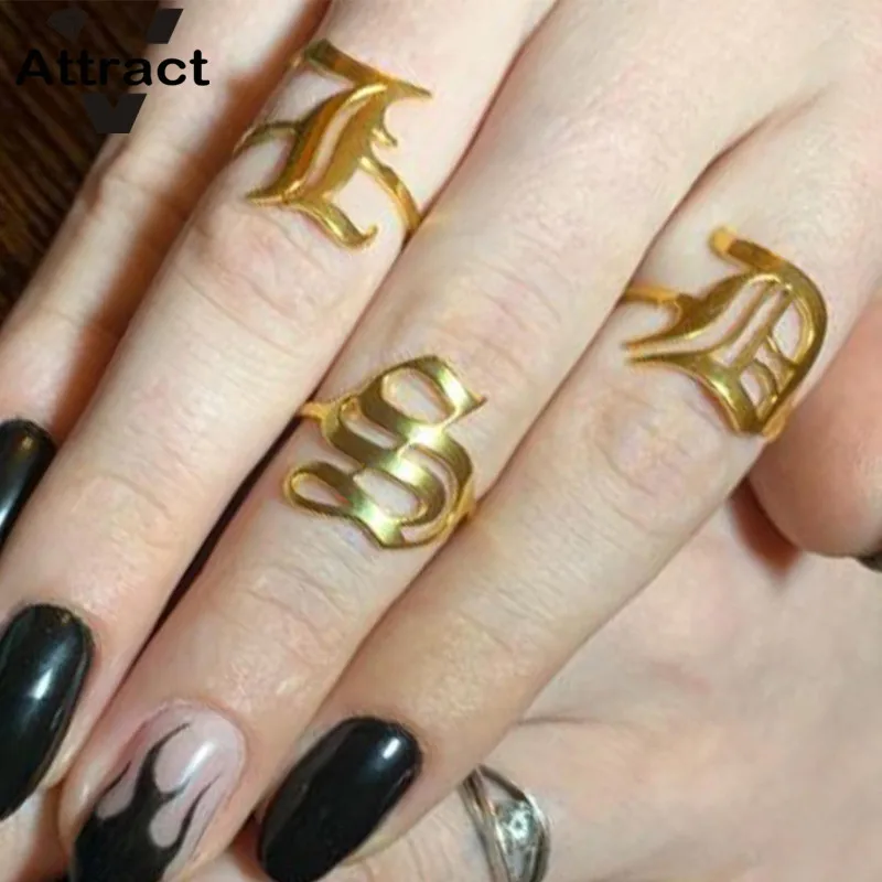 Wholesale 26pcs Gothic A-Z Initial Rings For Women Fashion Jewelry Stainless Steel Stackable Alphabet Letter Ring Bague Femme
Wholesale 26pcs Gothic A-Z Initial Rings For Women Fashion Jewelry Stainless Steel Stackable Alphabet Letter Ring Bague Femme