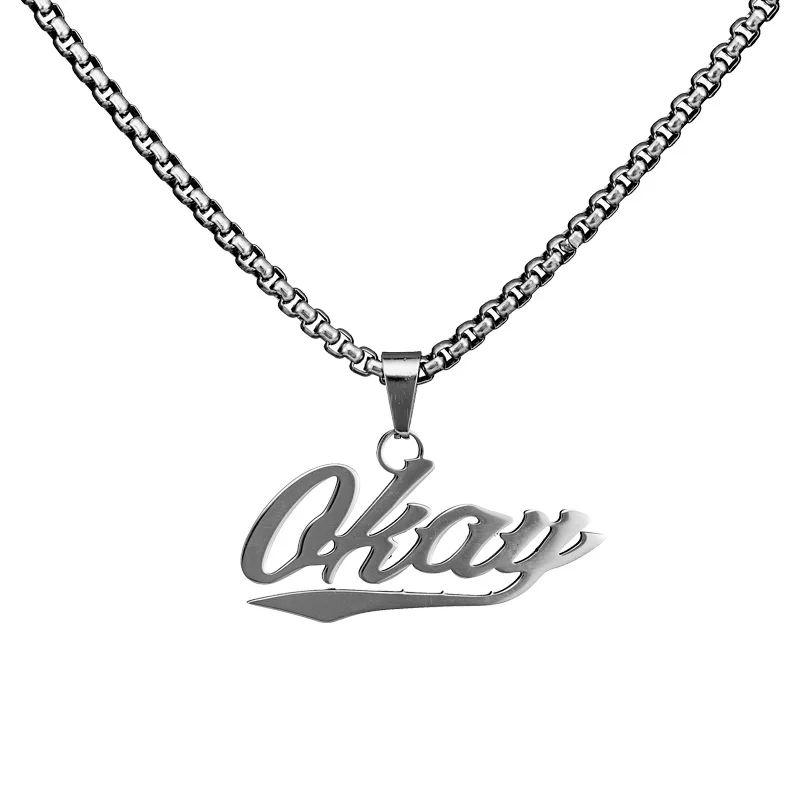 Tearsofriver Gothic Hip-Hop Tag Pendant Titanium Steel Necklace Male Swear Okay Gestures Chain Men Women Necklaces 
Tearsofriver Gothic Hip-Hop Tag Pendant Titanium Steel Necklace Male Swear Okay Gestures Chain Men Women Necklaces