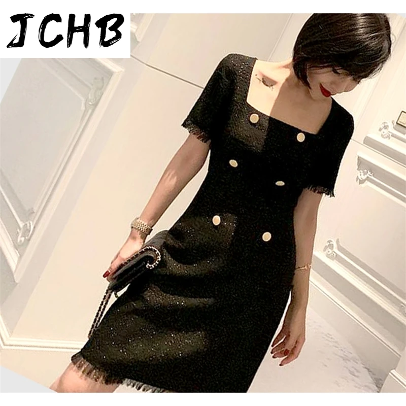 summern spring 2021 women vintage square collar black tweed mini dresses short sleeve tassel buttons pencil dress chic Y669
summern spring 2021 women vintage square collar black tweed mini dresses short sleeve tassel buttons pencil dress chic Y669