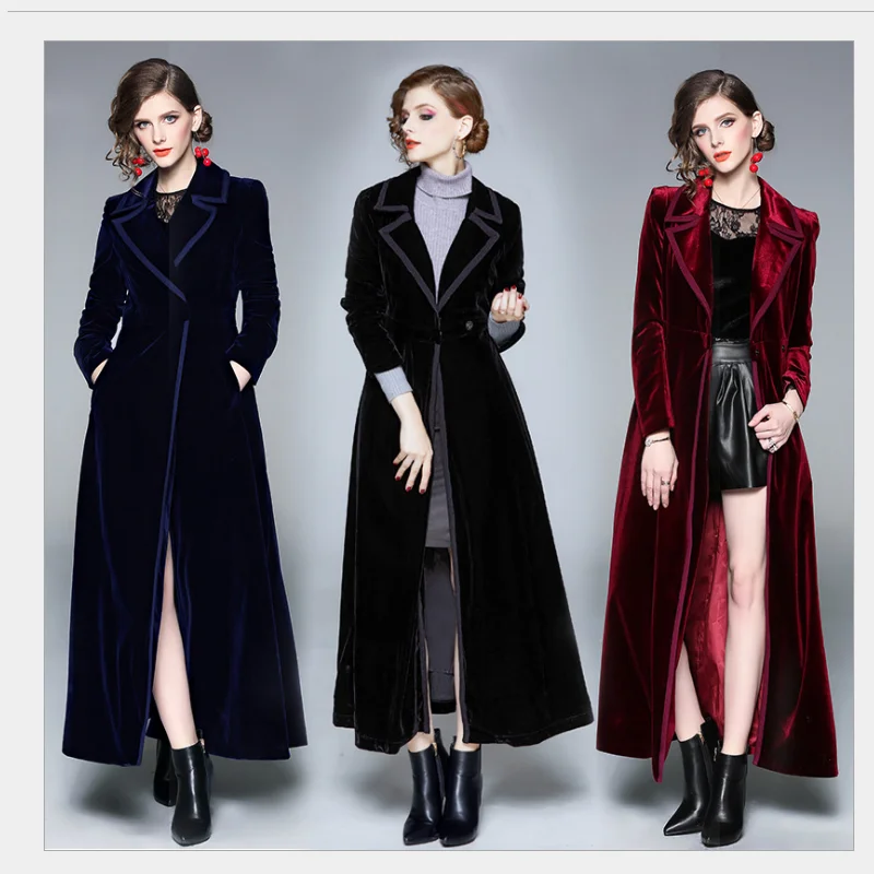 Long windbreaker women's knee length to ankles autumn and winter popular new style women's velvet coat jacket
Long windbreaker women's knee length to ankles autumn and winter popular new style women's velvet coat jacket