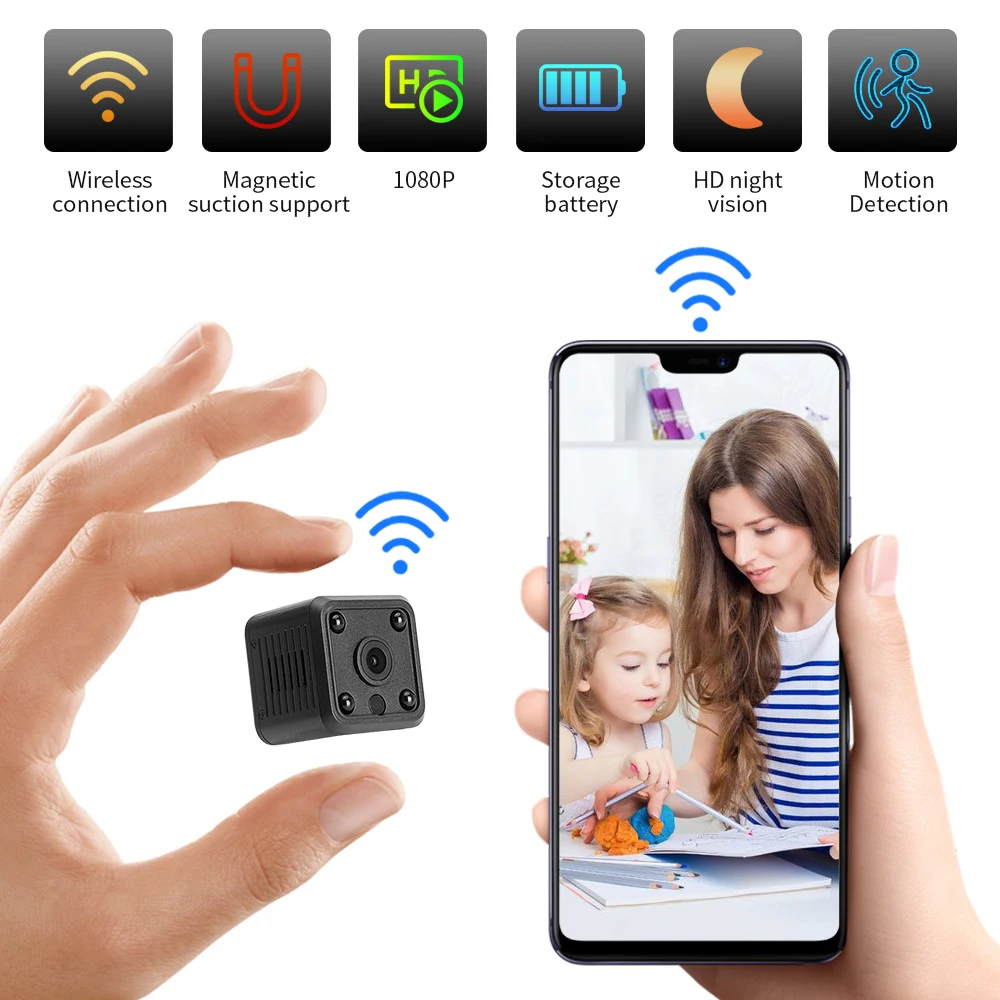 IP Mini Camera Baby Wifi HD 1080P Night Vision Camcorder Motion DVR Motion Detection CMOS Sensor Recorder Camcorder
IP Mini Camera Baby Wifi HD 1080P Night Vision Camcorder Motion DVR Motion Detection CMOS Sensor Recorder Camcorder