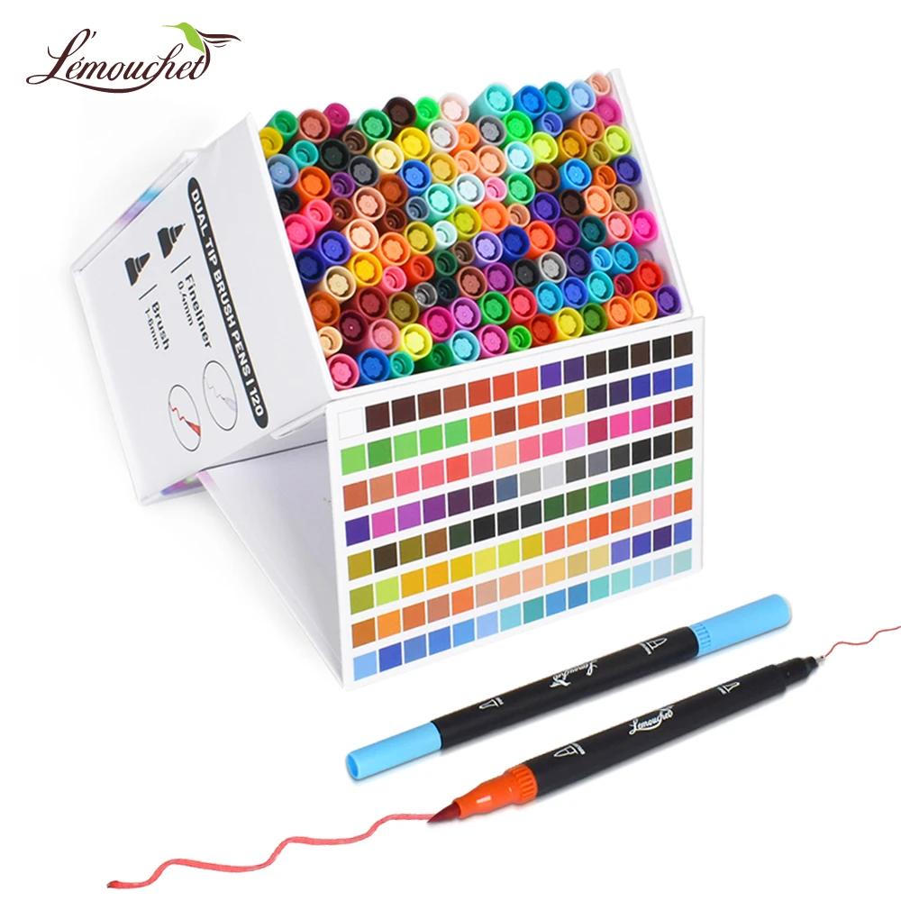 24/48/72/120 Colors Dual Tip Brush Marker Pens Fineliner Watercolor Art Markers Calligraphy Lettering Drawing Art Supplies
24/48/72/120 Colors Dual Tip Brush Marker Pens Fineliner Watercolor Art Markers Calligraphy Lettering Drawing Art Supplies