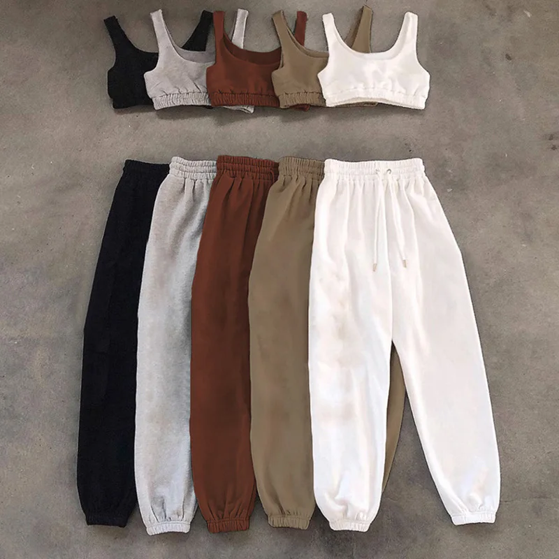 Women Pants Set With Camis Solid Casual Ladies Sportswear Suits Sleeveless Crop Top And Drawstring Pants Summer Work Out Outfits
Women Pants Set With Camis Solid Casual Ladies Sportswear Suits Sleeveless Crop Top And Drawstring Pants Summer Work Out Outfits