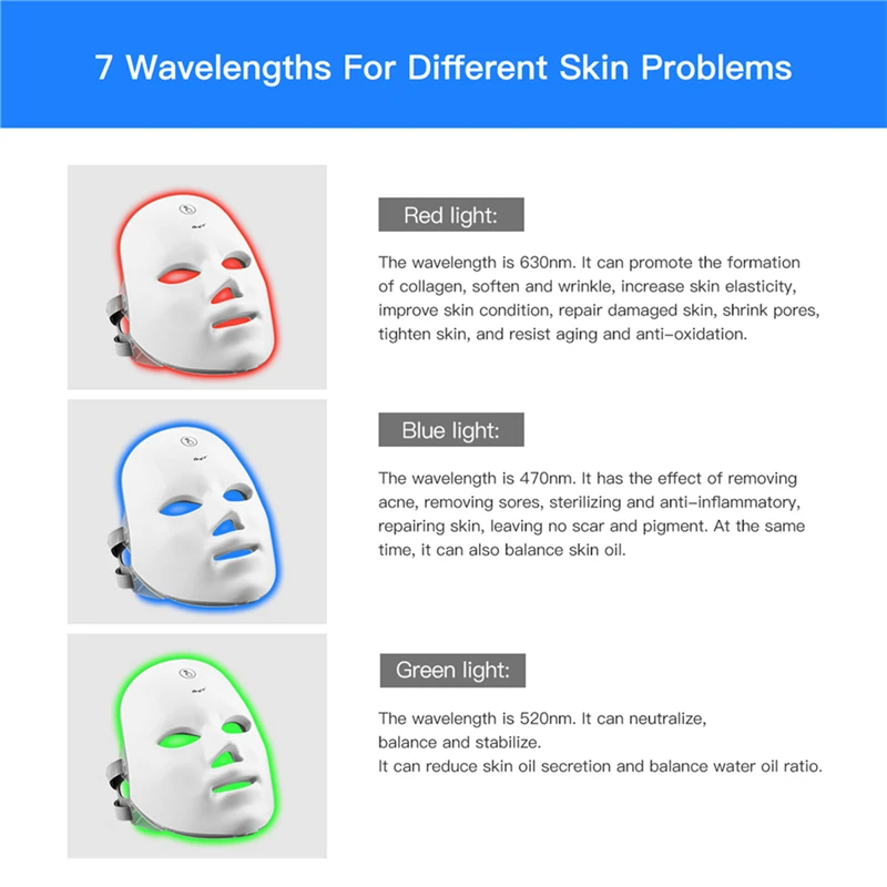 7 Color Electric Fack Mask Wireless Phototherapy Facial Skin Rejuvenation Rechargeable Reduce Wrinkles Face Lefting Whitening 50
7 Color Electric Fack Mask Wireless Phototherapy Facial Skin Rejuvenation Rechargeable Reduce Wrinkles Face Lefting Whitening 50