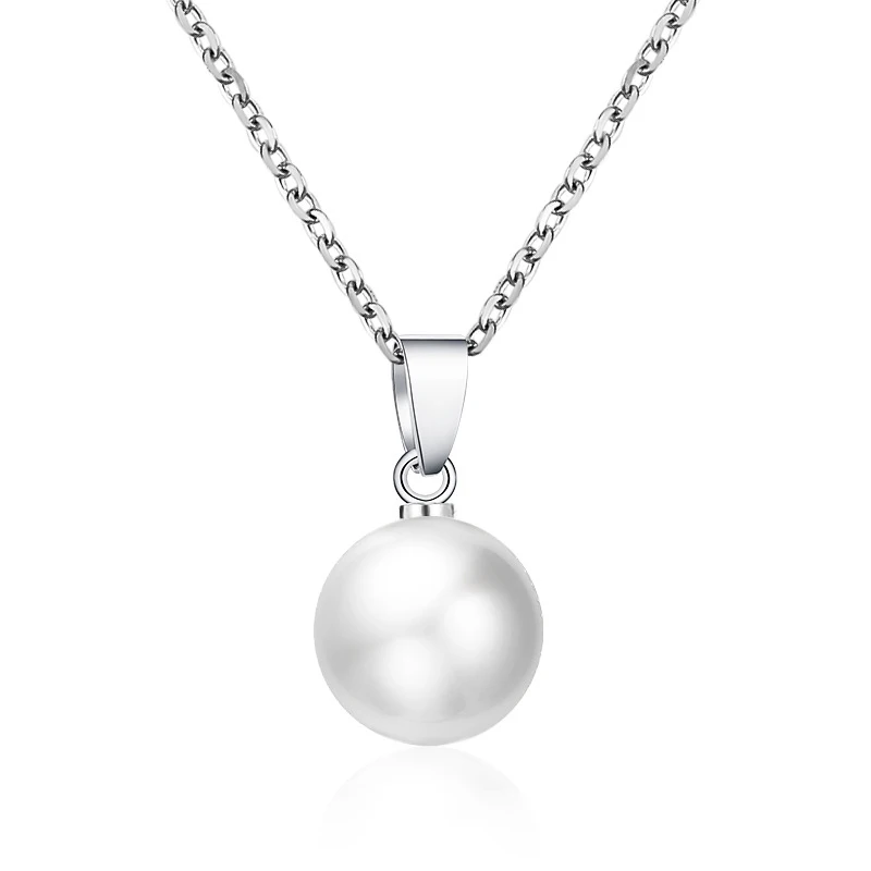 Silver Color Round Pearl Pendants Necklace Simple Design Wild Elegant Charm For Women Jewelry Necklaces | Украшения и аксессуары