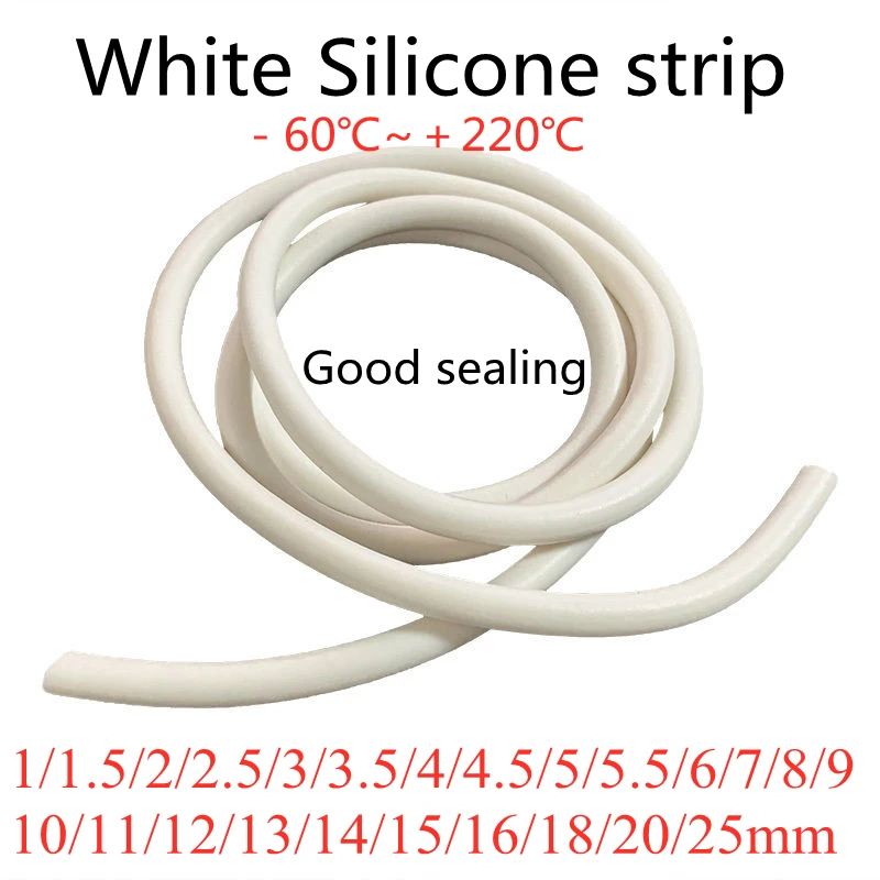 White 1/1.5/2/2.5/3/4/5/6/7/10/11/15/14/18/20/25mm Silicone Solid Seal Strip Round Dia Seal Oring White High Temperature Resist
White 1/1.5/2/2.5/3/4/5/6/7/10/11/15/14/18/20/25mm Silicone Solid Seal Strip Round Dia Seal Oring White High Temperature Resist