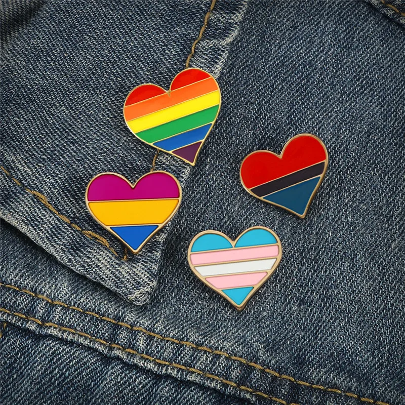 Эмалированные значки Pride ЛГБТ с радужным сердцем броши для лесбиянок геев курток