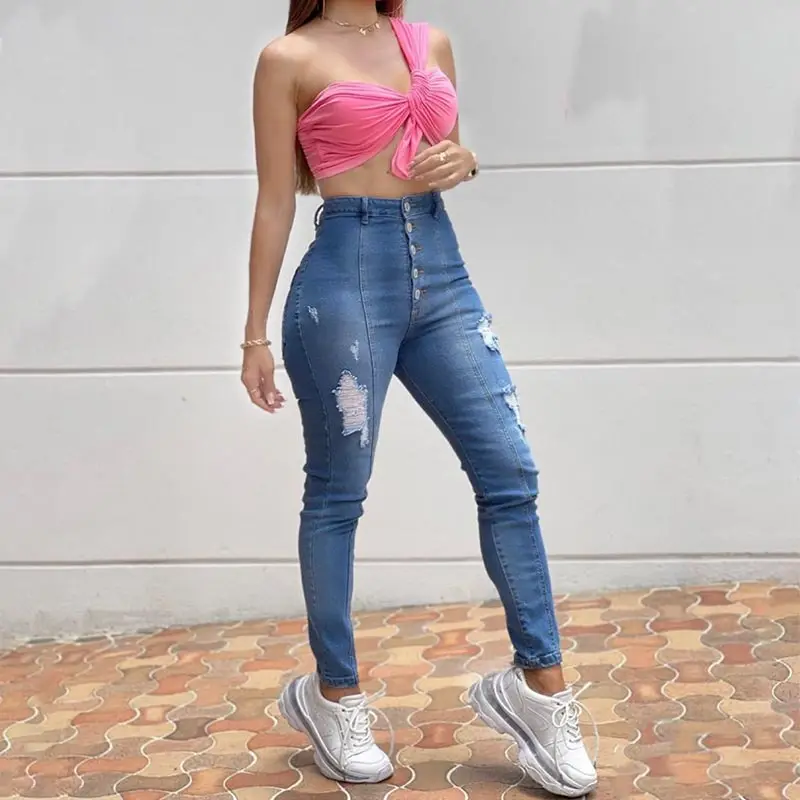 Пикантные женские модные джинсы, Стрейчевые облегающие джинсы из спандекса, джинсовые облегающие брюки, новые синие женские брюки с двумя п... 
Пикантные женские модные джинсы, Стрейчевые облегающие джинсы из спандекса, джинсовые облегающие брюки, новые синие женские брюки с двумя п...