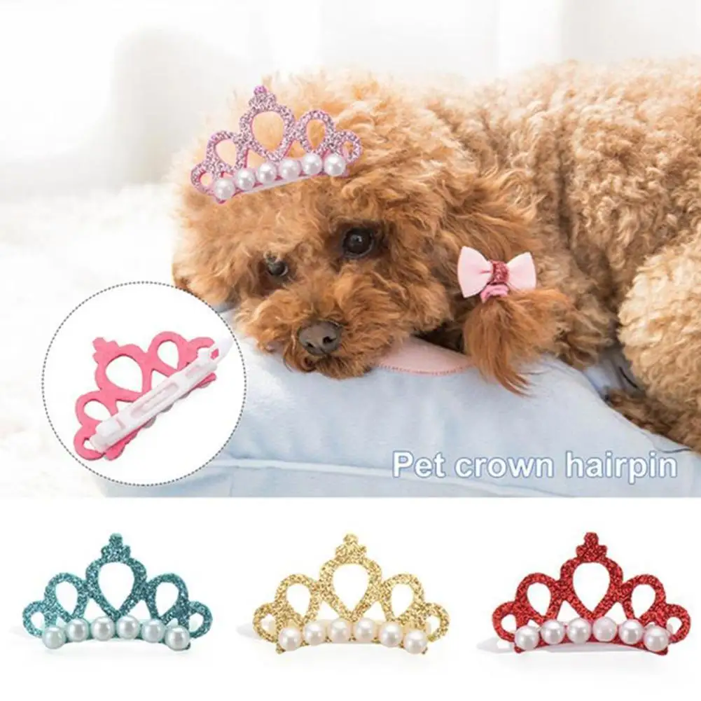 New Small Dogs Cats Faux Pearl Crown Shape Bows Hair Cat Grooming Bows Hair Accessories Clips For Pets Accessoires Pet X4W8
New Small Dogs Cats Faux Pearl Crown Shape Bows Hair Cat Grooming Bows Hair Accessories Clips For Pets Accessoires Pet X4W8