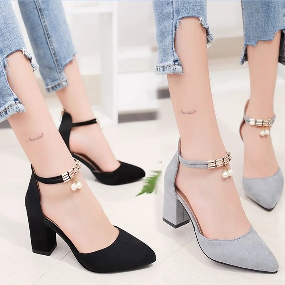 Concise Elegant Pointed High Heels Fashion Comfort Thick with Womens Shoes Black Suede Single Shoes Professional Work Shoes
Concise Elegant Pointed High Heels Fashion Comfort Thick with Womens Shoes Black Suede Single Shoes Professional Work Shoes