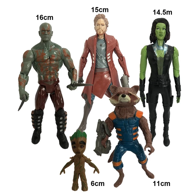 Marvel Avengers Guardians Of The Galaxy Star Lord Groot Gamora Drax Destroyer Rocket Raccoon Action Figure Toy Kid 5Pcs/set | Игрушки и