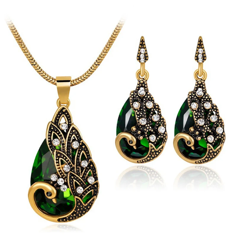 Elbru 1 Set Vintage Women Elegant Peacock Waterdrop Rhinestone Pendant Necklace Earrings Crystal Jewelry Set Wedding Jewlery
Elbru 1 Set Vintage Women Elegant Peacock Waterdrop Rhinestone Pendant Necklace Earrings Crystal Jewelry Set Wedding Jewlery