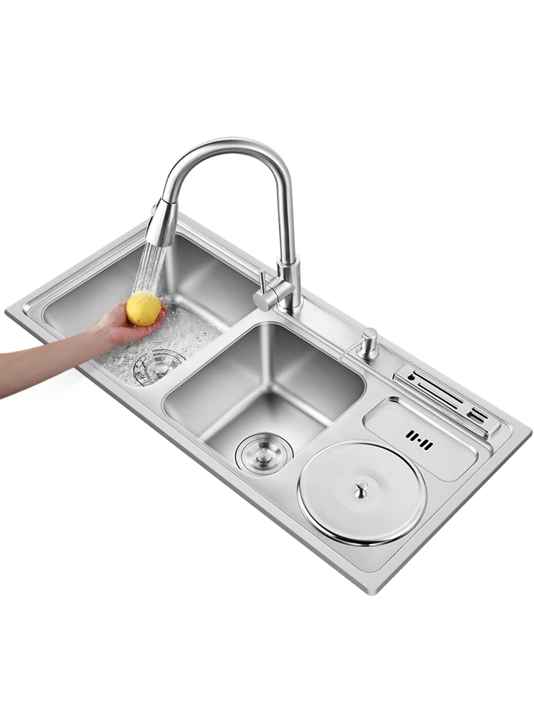 Multi-function Sink Kitchen Stainless Steel Dish Washing Basin Double Household 304 One Dish Washing Trough Package WITH Can
Multi-function Sink Kitchen Stainless Steel Dish Washing Basin Double Household 304 One Dish Washing Trough Package WITH Can