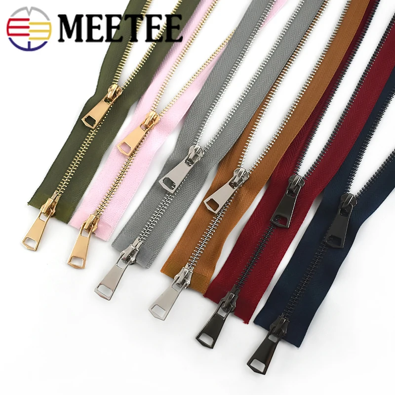 Meetee 120 см 5 # двойной слайдер металлическая молния с открытым концом куртка на