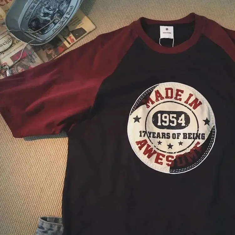 Cotton retro raglan short-sleeved T-shirt Neutral minimalist style students Korean style loose clothes tide crewneck sweatshirt
Cotton retro raglan short-sleeved T-shirt Neutral minimalist style students Korean style loose clothes tide crewneck sweatshirt