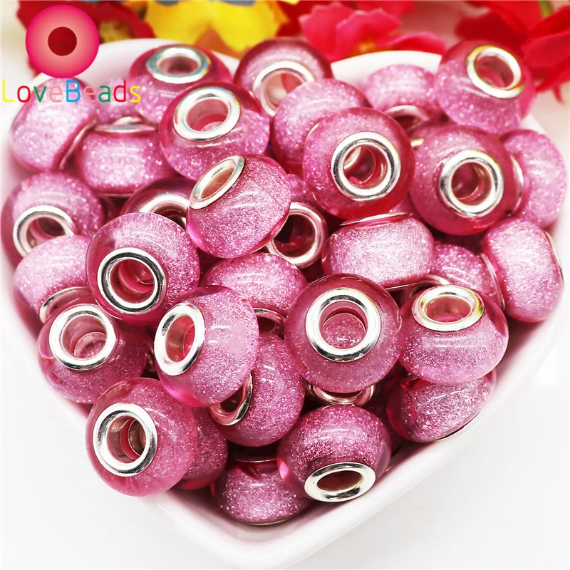 10Pcs Large Hole Round Rondelle Spacer Glitter Resin Beads Charms Fit European Pandora Bracelet Bangle Jewelry Making Women DIY
10Pcs Large Hole Round Rondelle Spacer Glitter Resin Beads Charms Fit European Pandora Bracelet Bangle Jewelry Making Women DIY