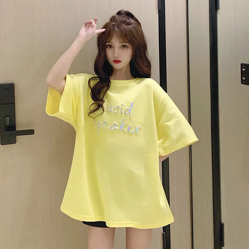 Three dimensional printing medium length top, high street style, loose and casual bottom T-shirt for women
Three dimensional printing medium length top, high street style, loose and casual bottom T-shirt for women