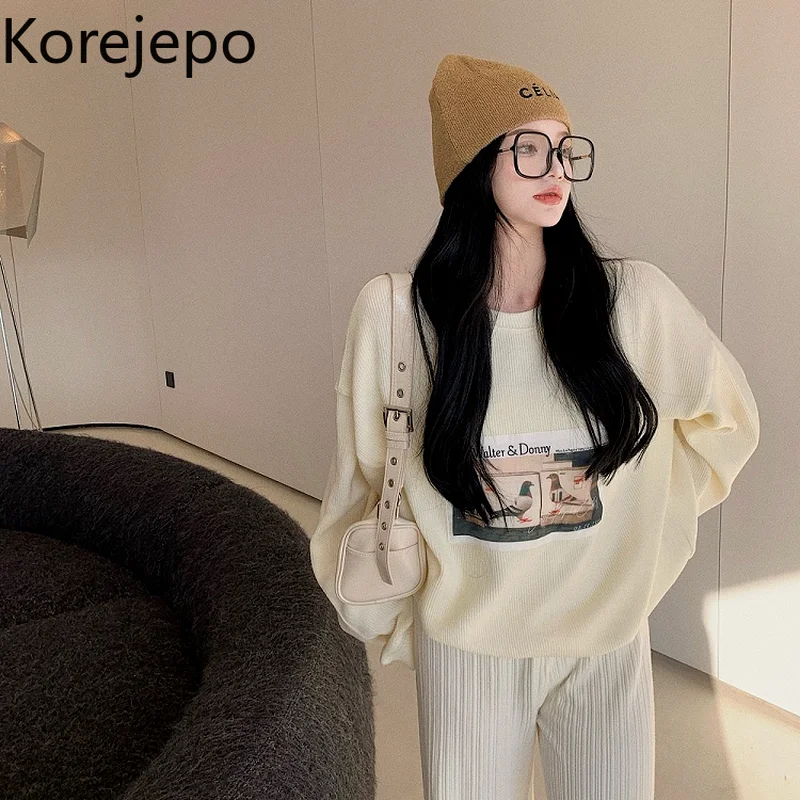 Korejepo Women White Sweater O-neck Printed Loose Mid-length Long-sleeved 2021 Spring and Autumn New Korean Version Female Tops
Korejepo Women White Sweater O-neck Printed Loose Mid-length Long-sleeved 2021 Spring and Autumn New Korean Version Female Tops