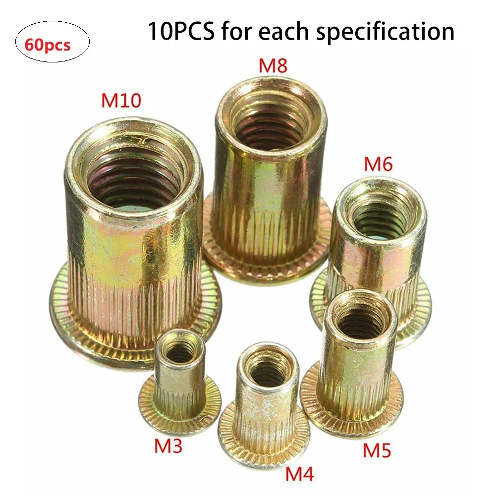 50/60Pcs Rivet Nut Iron Galvanized Flat Head Rivet Nut Hand Rivet Nut Gun Head Manual Riveter Tool Kit M3 M4 M5 M6 M8 M10
50/60Pcs Rivet Nut Iron Galvanized Flat Head Rivet Nut Hand Rivet Nut Gun Head Manual Riveter Tool Kit M3 M4 M5 M6 M8 M10