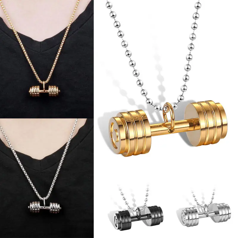 Stainless Steel Pendant Necklace Bodybuilding Gym Barbell Jewelry Gifts LXH | Украшения и аксессуары