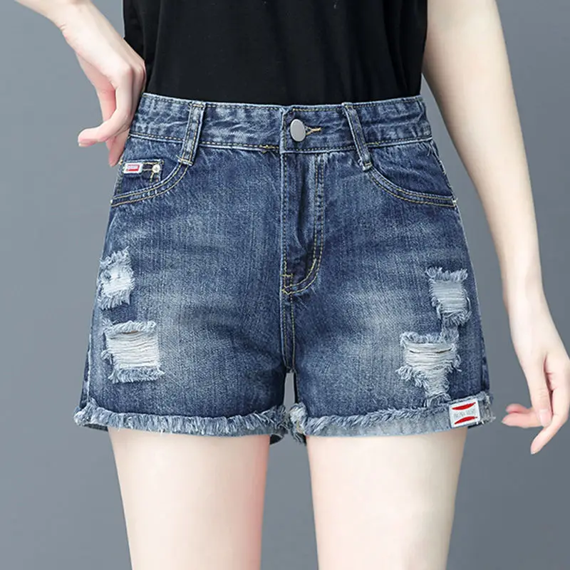 Hole denim shorts women's summer loose thin large size slim high waist straight pants
Hole denim shorts women's summer loose thin large size slim high waist straight pants