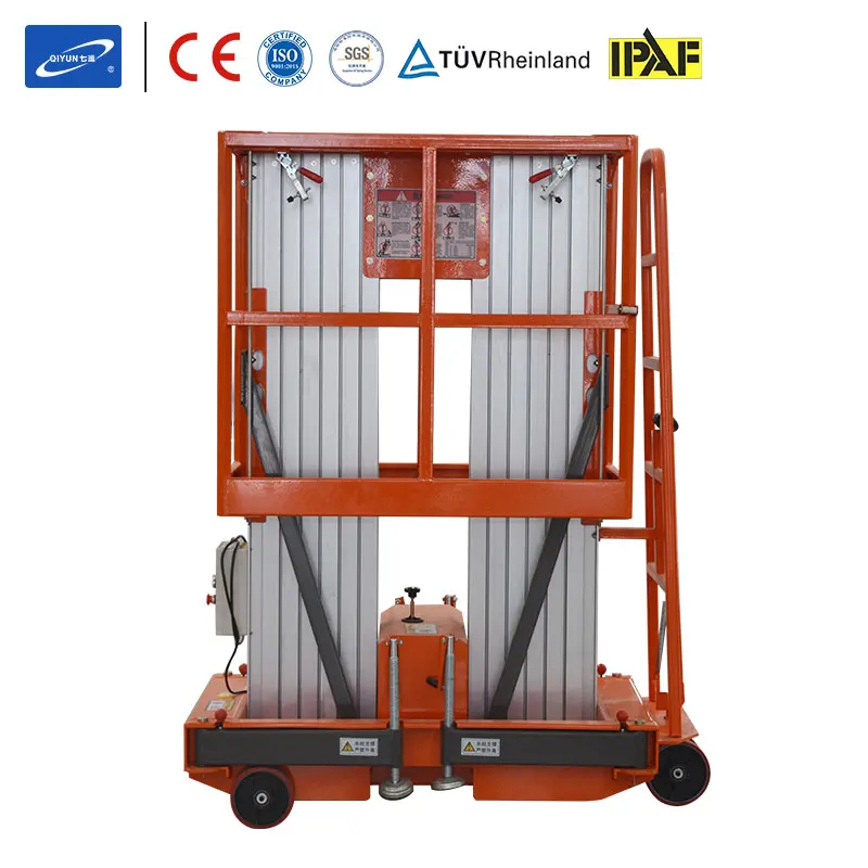 Qiyun Factory Directly 14m Platform Height Capacity Dual Double Mast Aluminum Lift Platform for Aerial Working
Qiyun Factory Directly 14m Platform Height Capacity Dual Double Mast Aluminum Lift Platform for Aerial Working