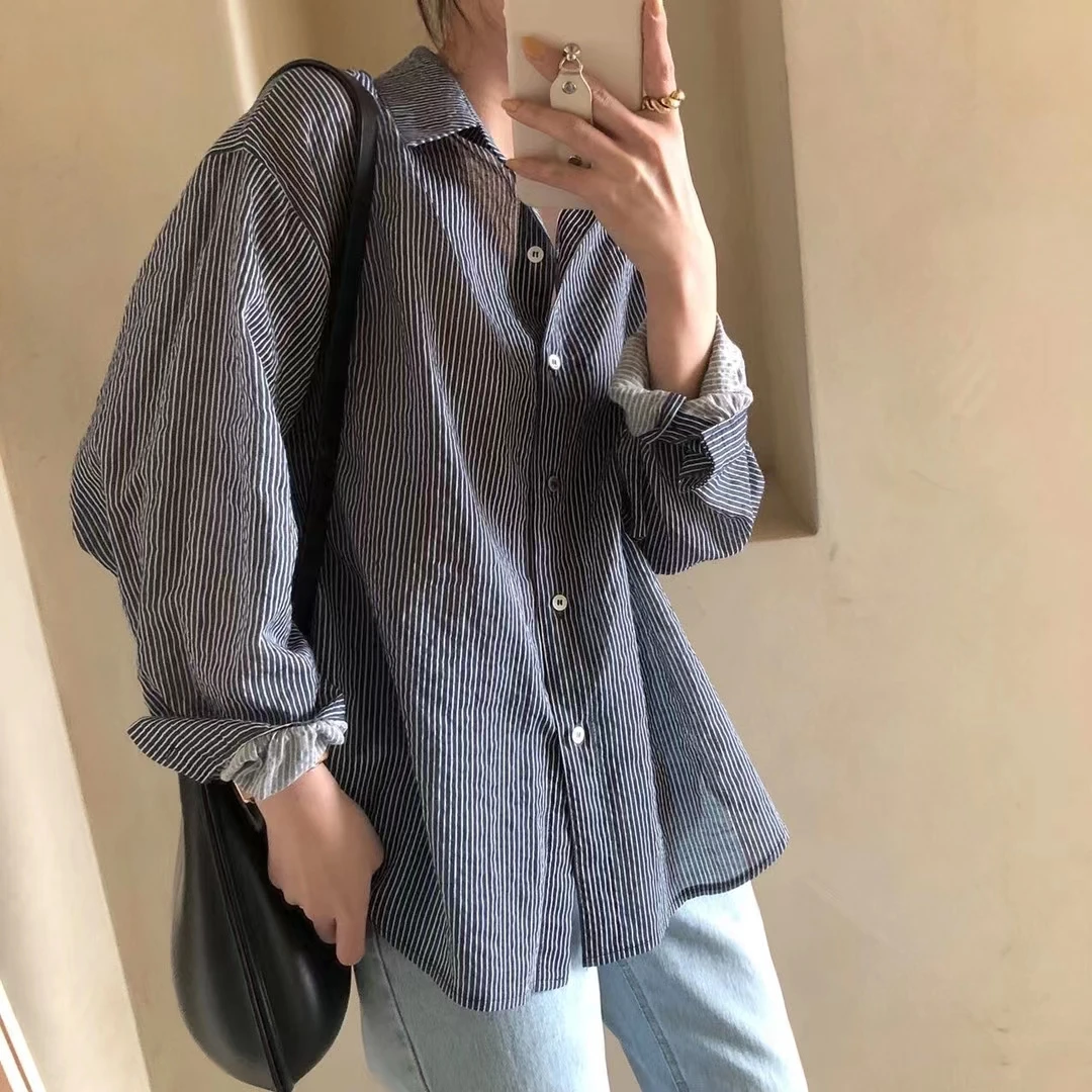 HziriP 2021 Brief Chic Striped Oversize Outwear Women Elegance Hot Casual Vintage Gentle Streetwear Thin Basewear Retro Shirts
HziriP 2021 Brief Chic Striped Oversize Outwear Women Elegance Hot Casual Vintage Gentle Streetwear Thin Basewear Retro Shirts