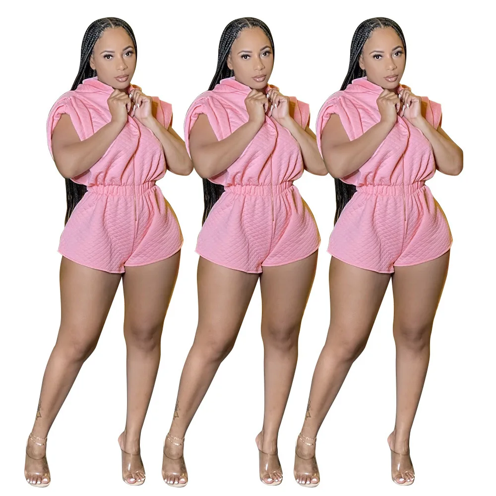 2021 Summer Casual Hooded Short Jumpsuits Fashion Lady's Solid Color Sleeveless High Elastic Waist Mini Rompers Hot Selling
2021 Summer Casual Hooded Short Jumpsuits Fashion Lady's Solid Color Sleeveless High Elastic Waist Mini Rompers Hot Selling