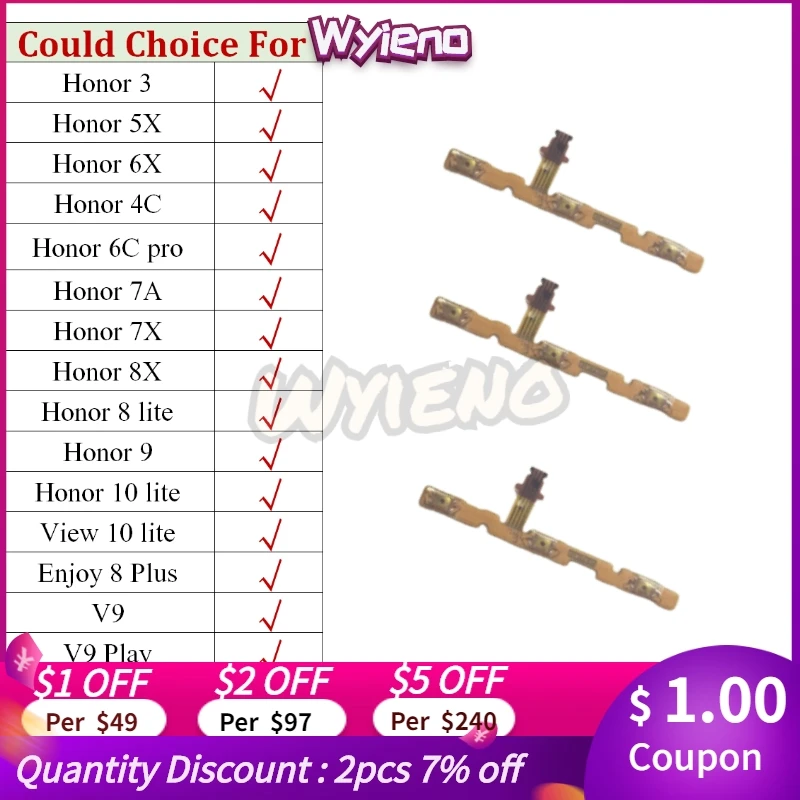 Wyieno For Huawei Honor 3 5X 6X 7X 8X 8 9 10 View Lite 7A 4C 6C Pro V9 Play Power Volume On Off Buttons Ribbon Flex Cable
Wyieno For Huawei Honor 3 5X 6X 7X 8X 8 9 10 View Lite 7A 4C 6C Pro V9 Play Power Volume On Off Buttons Ribbon Flex Cable