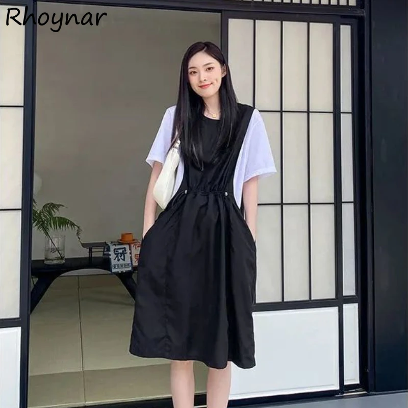 Dress Women Fashion Casual Fake Two Piece Patchwork Summer Panelled Tunic Black Sundress Sweet Gothic Shirring Harajuku Vintage
Dress Women Fashion Casual Fake Two Piece Patchwork Summer Panelled Tunic Black Sundress Sweet Gothic Shirring Harajuku Vintage