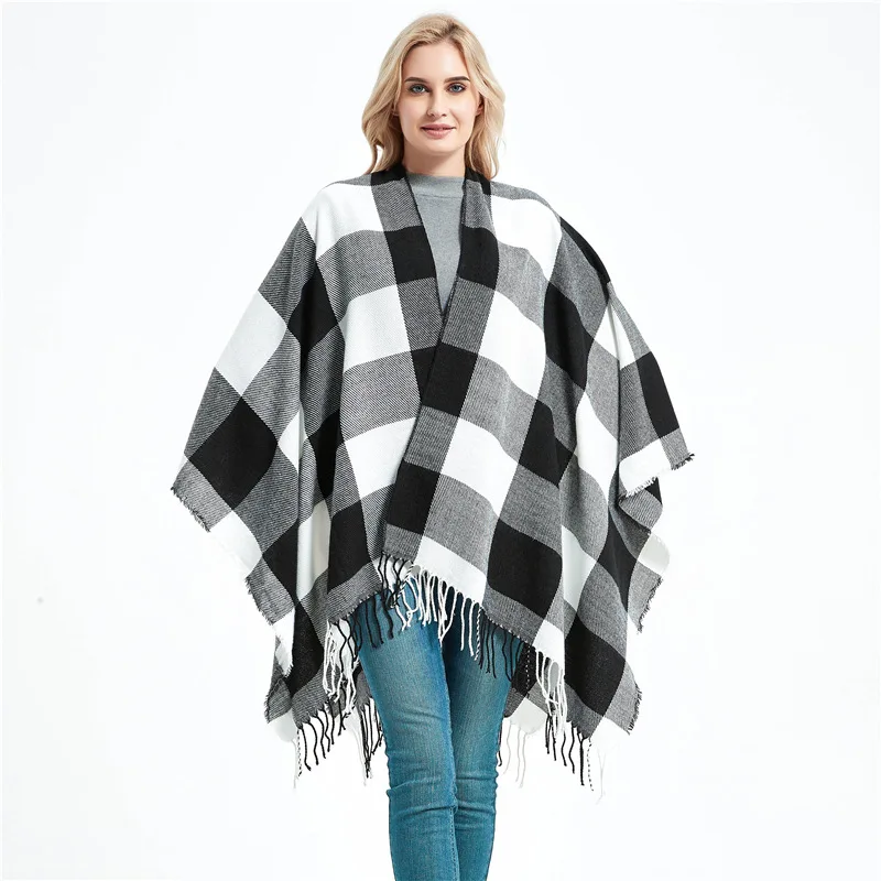 Fashion Design Autumn Winter Cashmere scarf Women Black and white tassel Plaid split shawl Scarves For Ladies
Fashion Design Autumn Winter Cashmere scarf Women Black and white tassel Plaid split shawl Scarves For Ladies