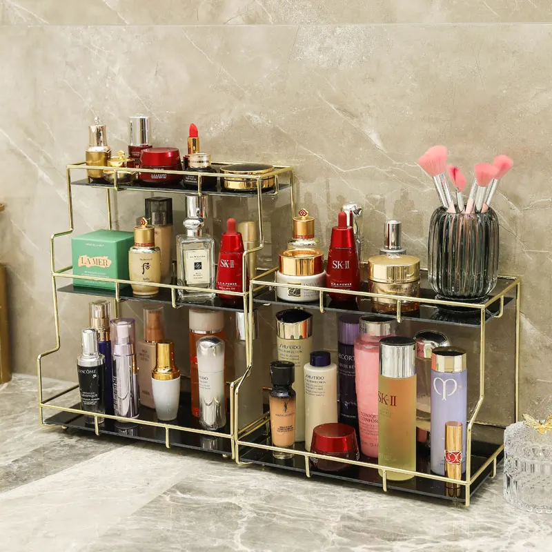 Gold Iron Art Makeup Organizer Box Double-Layer Make up Storage Box Pactical Cosmetic Organizer Desktop Perfume Display Rack
Gold Iron Art Makeup Organizer Box Double-Layer Make up Storage Box Pactical Cosmetic Organizer Desktop Perfume Display Rack