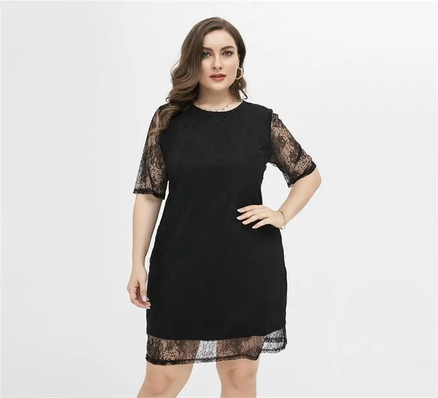 Summer Sexy Mesh Lace Dress 2021 Plus Size Elegant Intellectual Short Sleeve Simple Stitching Round Neck Midi Ladies dresses
Summer Sexy Mesh Lace Dress 2021 Plus Size Elegant Intellectual Short Sleeve Simple Stitching Round Neck Midi Ladies dresses
