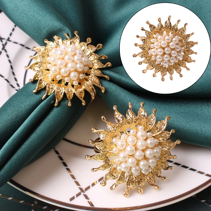 6 Pcs Sunflower Pearl Napkin Rings Set Handmade Metal Serviette Buckle Holder for Dining Table Wedding Holiday Dinner 85LA
6 Pcs Sunflower Pearl Napkin Rings Set Handmade Metal Serviette Buckle Holder for Dining Table Wedding Holiday Dinner 85LA