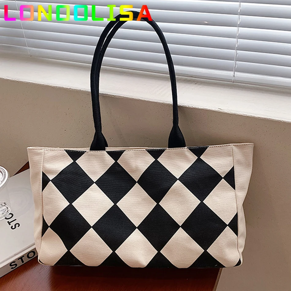 Autumn Winter Ladies Canvas Lozenge Bag INS Women Large Capacity Shopper Tote Handbag Casual Korean Female Shopping Shoulder Sac
Autumn Winter Ladies Canvas Lozenge Bag INS Women Large Capacity Shopper Tote Handbag Casual Korean Female Shopping Shoulder Sac