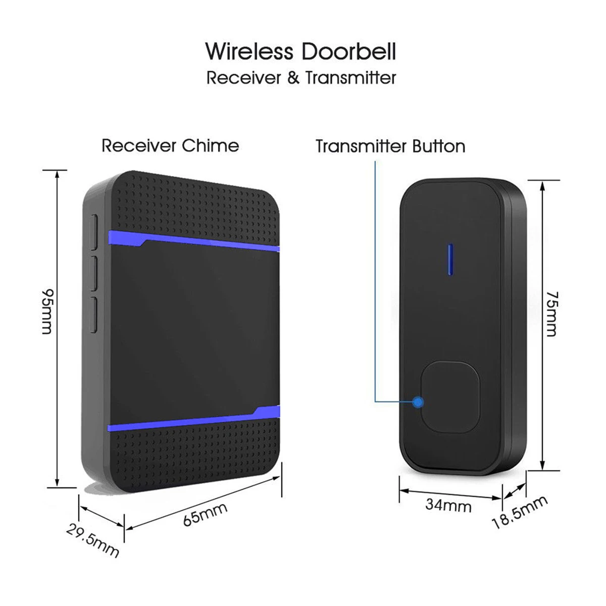 UK Plug Wireless Doorbell 315/433.92MHZ Home Security Smart Doorbell Alarm 300m Wireless Remote LED Light with Receiver
UK Plug Wireless Doorbell 315/433.92MHZ Home Security Smart Doorbell Alarm 300m Wireless Remote LED Light with Receiver