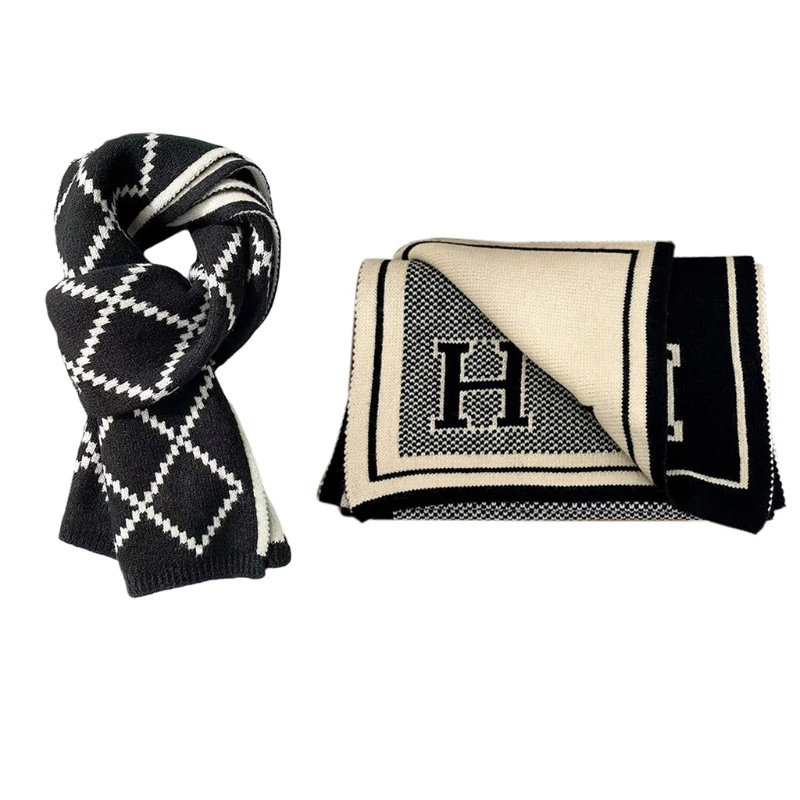 M89E Winter Classical Black and White Scarf for Women Knitted Wrap Printed Shawls
M89E Winter Classical Black and White Scarf for Women Knitted Wrap Printed Shawls