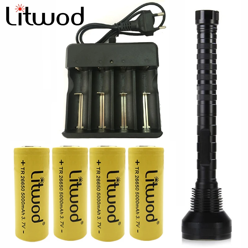 

Litwod Z20310 Super Bright 28 LED Flashlight Torch XM-L T6 18650 or 26650 Batteries Aluminum Waterproof Powerful High light