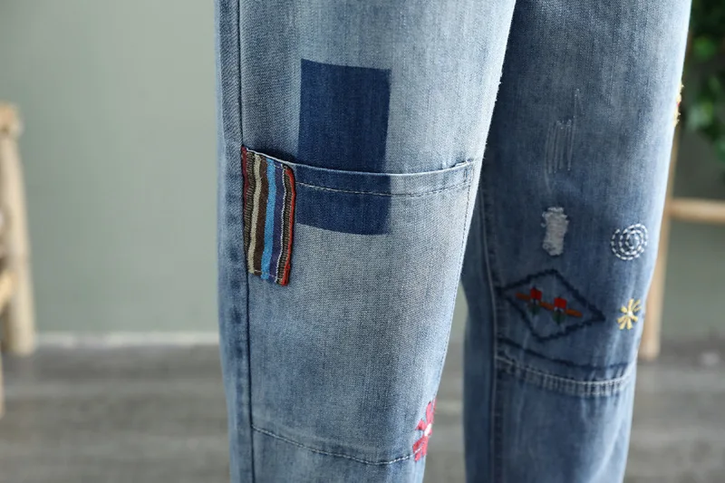 Plus Size M-XL Elastic Waist Vintage Blue Jeans Casual Spring Summer Women's Embroidery Ankle Denim Pants
Plus Size M-XL Elastic Waist Vintage Blue Jeans Casual Spring Summer Women's Embroidery Ankle Denim Pants