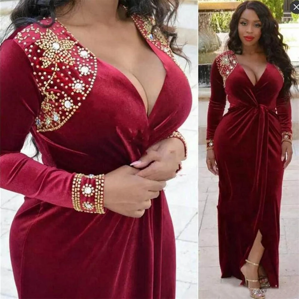 Formal V-Neck Plus Size Red Girl Evening Dresses Prom Party Gown Woman Lady Mermaid Long Sleeve New Thigh-High Slits Custom
Formal V-Neck Plus Size Red Girl Evening Dresses Prom Party Gown Woman Lady Mermaid Long Sleeve New Thigh-High Slits Custom