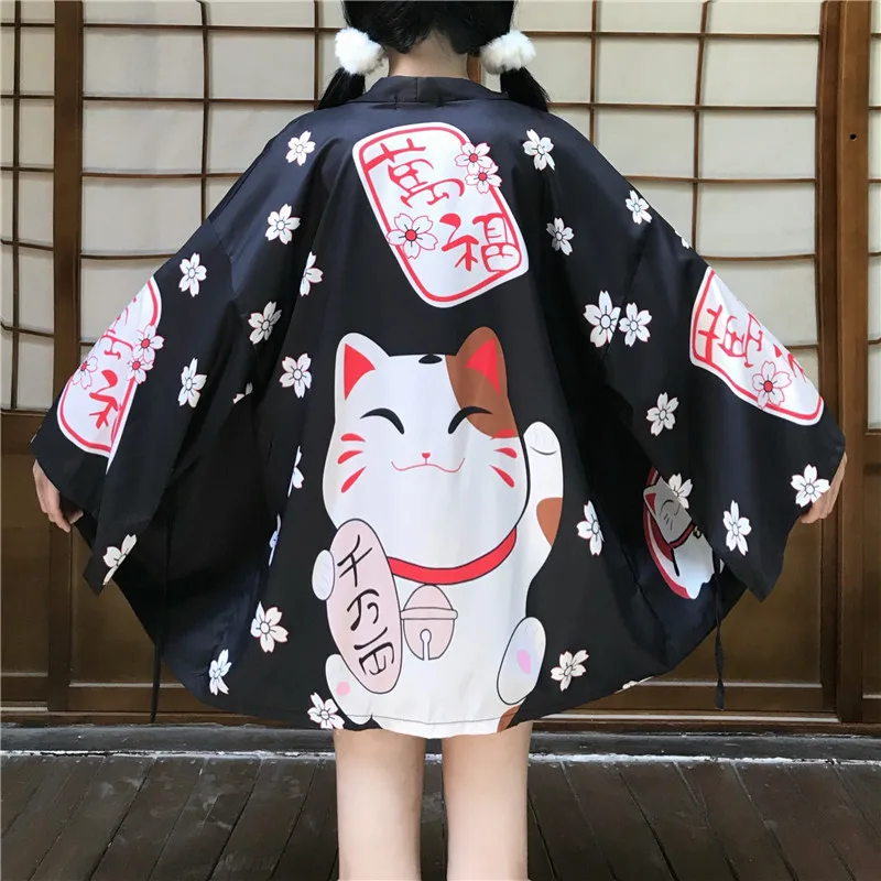 Japanese Women Kimono Cardigan Cute Cartoon Cat Printed Female Tops and Blouses Harajuku Kawaii Lace Up Beach Cosplay Shirt
Japanese Women Kimono Cardigan Cute Cartoon Cat Printed Female Tops and Blouses Harajuku Kawaii Lace Up Beach Cosplay Shirt
