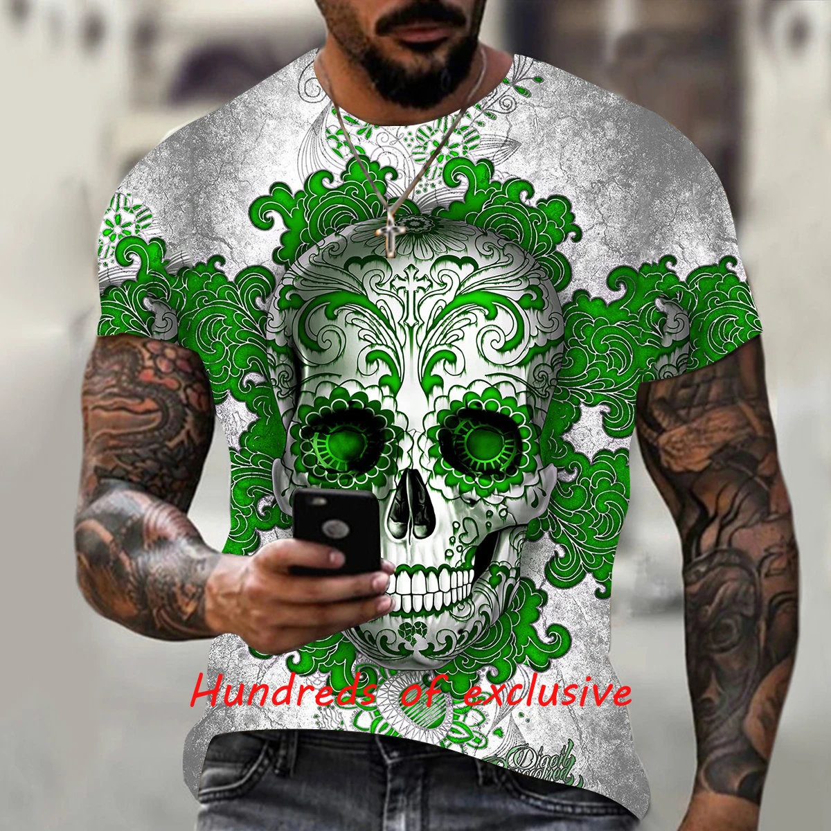 3D Printing Fashion Men's Horror Skull T-Shirt, Round Neck Short-Sleeved Ventilation, All-Match Oversized Men's T-Shirt Top
3D Printing Fashion Men's Horror Skull T-Shirt, Round Neck Short-Sleeved Ventilation, All-Match Oversized Men's T-Shirt Top