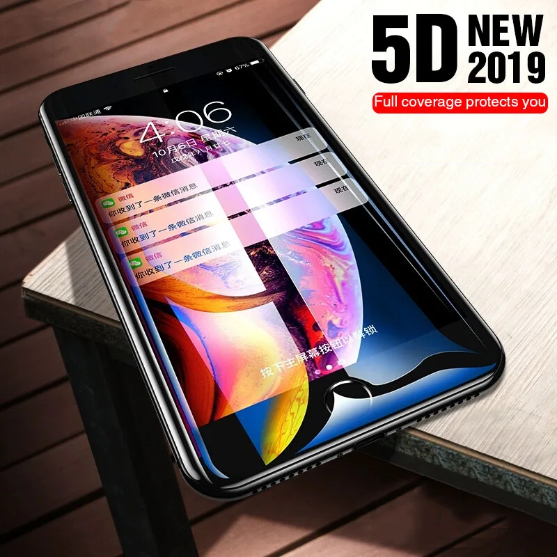 5D полное покрытие экрана протектор Защитное стекло для iphone 6 7 8 Plus X XS xr xs max 5 5S