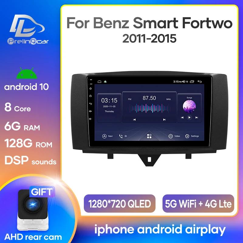 Система Android 10 0 автомобильный DVD мультимедийный плеер для Mercedes/Benz Smart Fortwo 2011 2012 2013